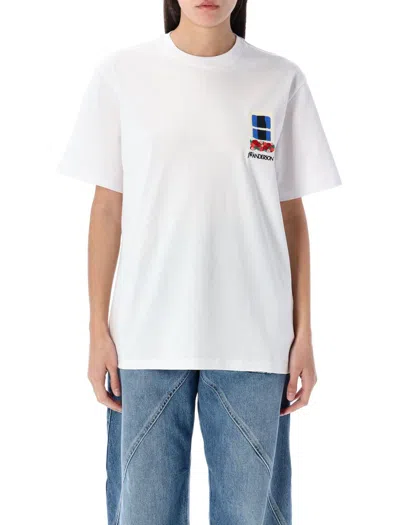 Jw Anderson J. W. Anderson Window Embroidered White Cotton T-shirt In White