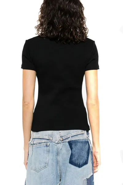 Off-white Off White Cropped T Shirt With Off Embroidery In Black