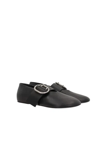 Jil Sander Smooth Leather Ballerinas In Black