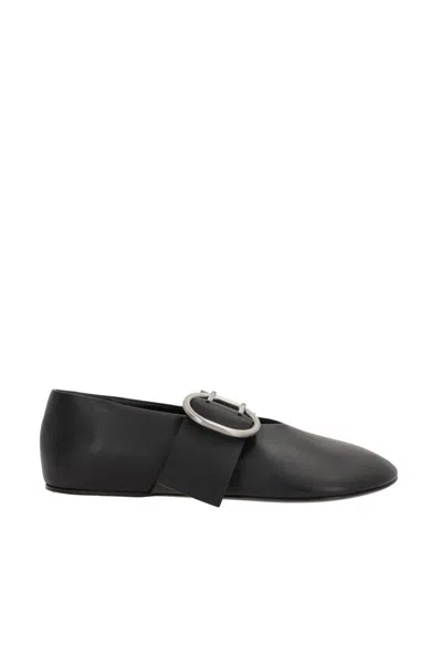 Jil Sander Smooth Leather Ballerinas In Black