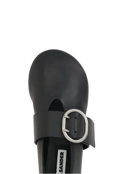 Jil Sander Smooth Leather Ballerinas In Black
