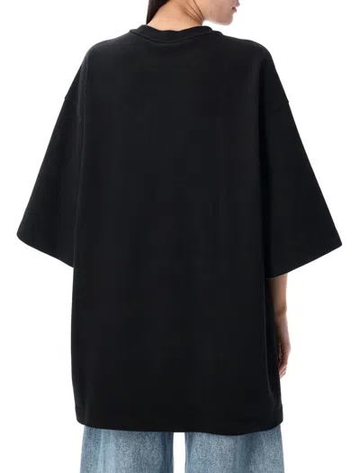 Alexander Wang Black Oversized Drop-sleeve T-shirt In Washed Black