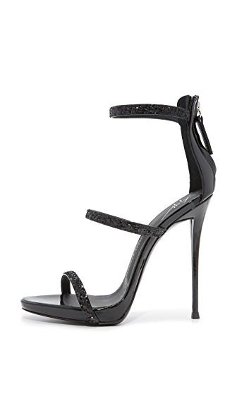 Giuseppe Zanotti 120mm Glittered Patent Leather Sandals, Black | ModeSens