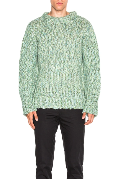 Ann Demeulemeester Chunky Knit Sweater In Turquoise Melange