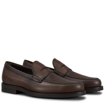Tod's Leather Loafers In Brown