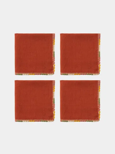 Anūt Cairo Luxor Hand-crocheted Linen Napkins (set Of 4) Anut Cairo Abask Gift Set