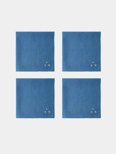 Anūt Cairo Starry Hand-embroidered Linen Napkins (set Of 4) Anut Cairo Abask Gift Set