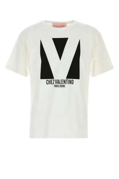 Valentino Mens Avorio Logo-print Crew-neck Cotton-jersey T-shirt In Beige