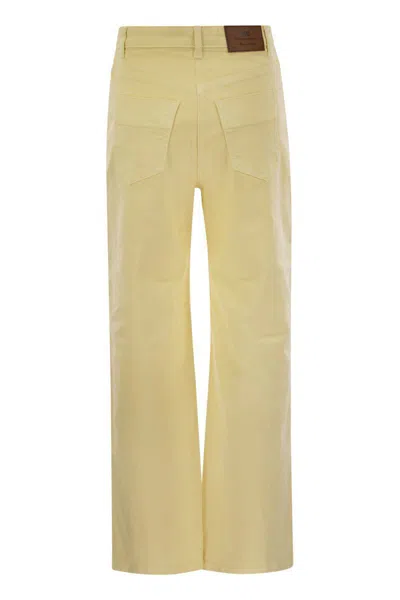 Elisabetta Franchi Straight Cut Cotton Jeans With Belt Loops In Yellow