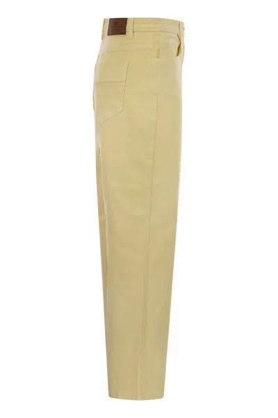 Elisabetta Franchi Straight Cut Cotton Jeans With Belt Loops In Yellow