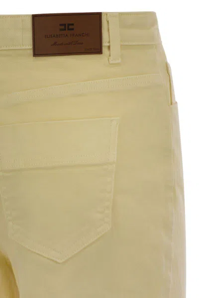 Elisabetta Franchi Straight Cut Cotton Jeans With Belt Loops In Yellow