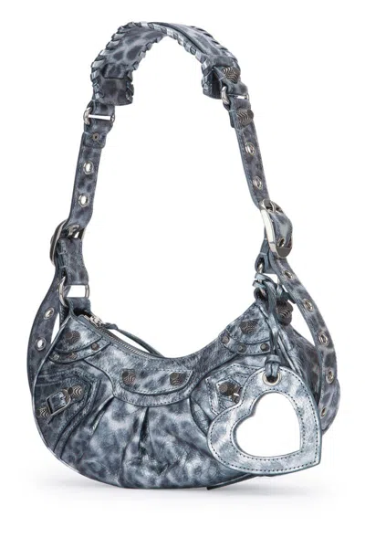 Balenciaga Cagole Xs Leopard Stud Hobo Shoulder Bag In Darkgrey