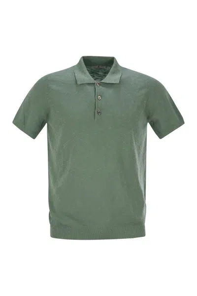 Pt Torino Cotton Polo Shirt With Short Sleeves In Green