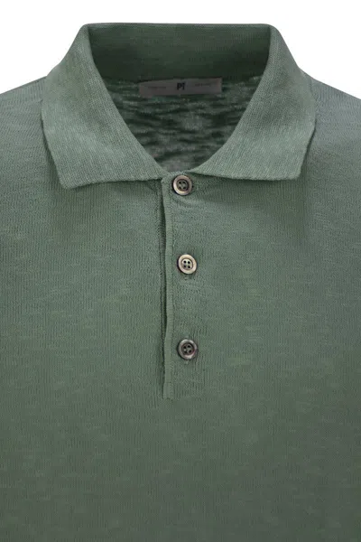 Pt Torino Cotton Polo Shirt With Short Sleeves In Green