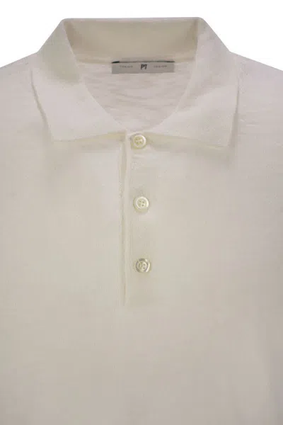 Pt Torino Cotton Polo Shirt With Short Sleeves In White