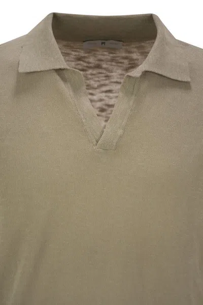 Pt Torino Cotton Polo Shirt In Beige