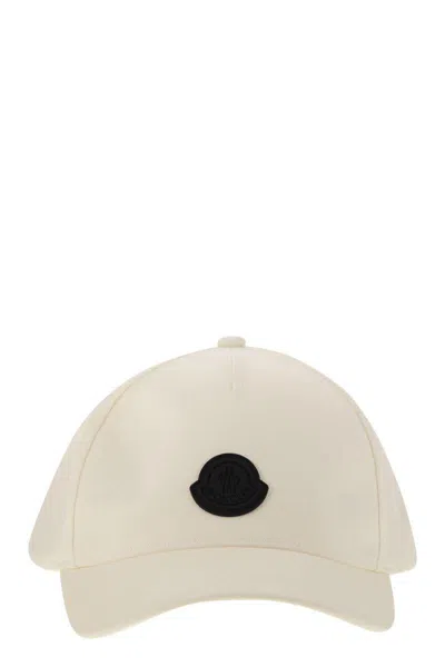 Moncler Men Cotton Gabardine Baseball Cap In Beige