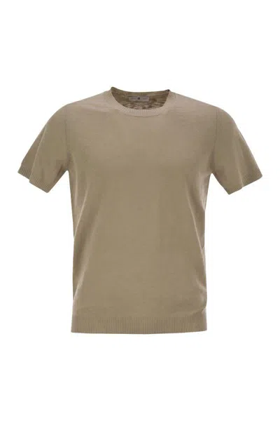 Pt Torino Crew-neck Short-sleeved Cotton Jersey In Beige