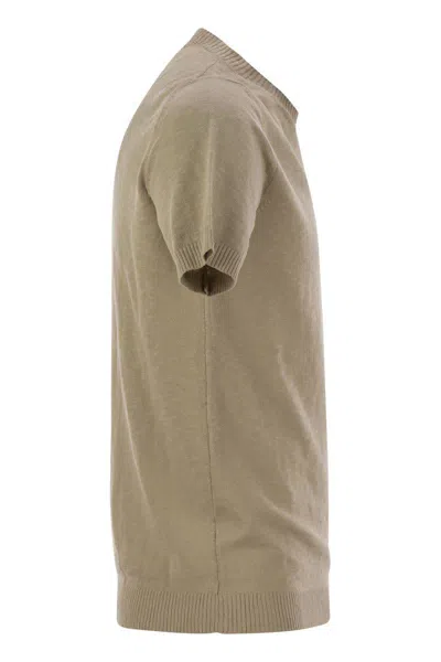 Pt Torino Crew-neck Short-sleeved Cotton Jersey In Beige