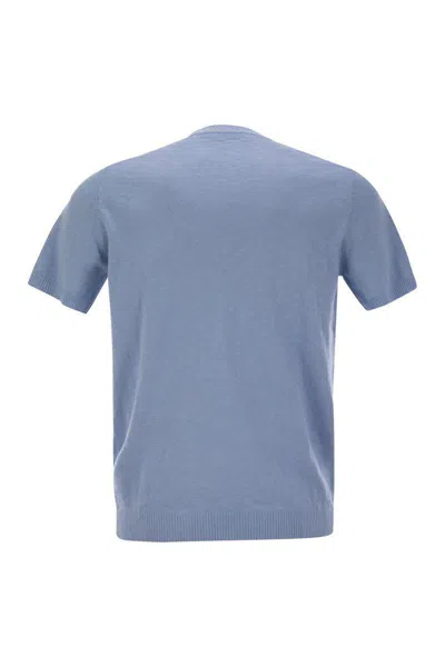 Pt Torino Crew-neck Short-sleeved Cotton Jersey In Blue