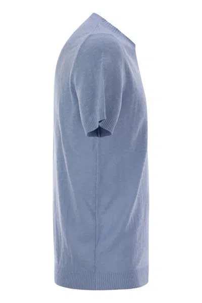 Pt Torino Crew-neck Short-sleeved Cotton Jersey In Blue
