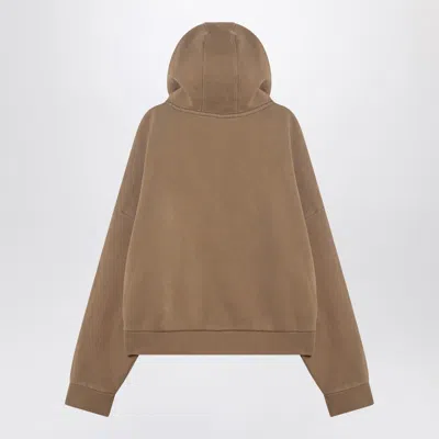Entire Studios Zip Up Cotton Sweatshirt Hooded Kangaroo Pocket In Brown