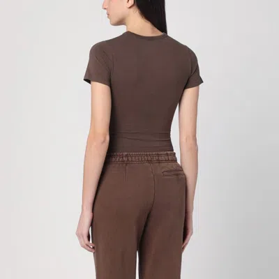 Entire Studios Brown Cropped T-shirt In Cotton