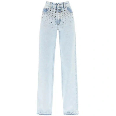 Alessandra Rich Jeans With Studs In Blue
