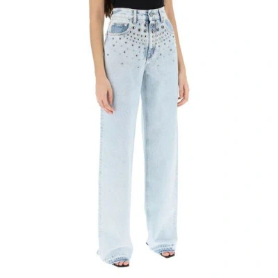 Alessandra Rich Jeans With Studs In Blue