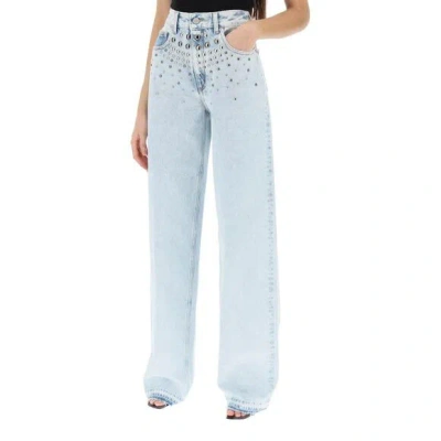 Alessandra Rich Jeans With Studs In Blue