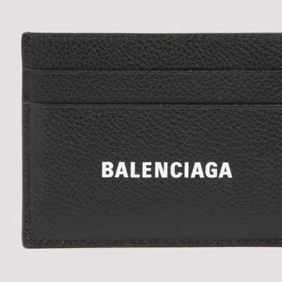 Balenciaga Logo-print Grained Leather Card Holder Accessories In Black