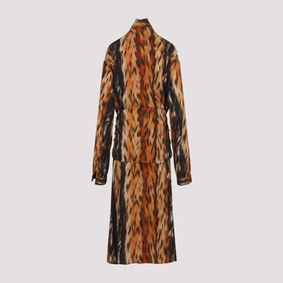 Balenciaga Knotted Ai Fur Print Maxi Dress In Brown