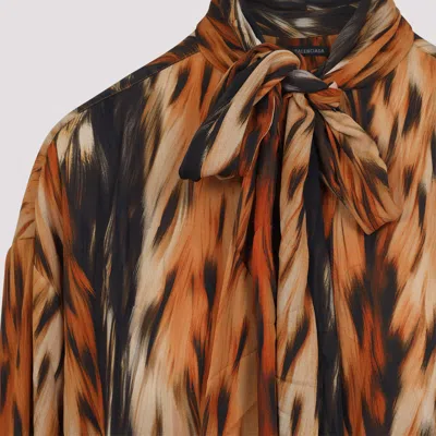 Balenciaga Knotted Ai Fur Print Maxi Dress In Brown