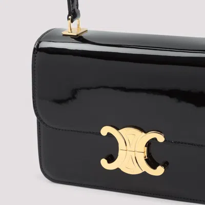 Celine Teen Garance Black Patent Calf Leather Shoulder Bag In Black