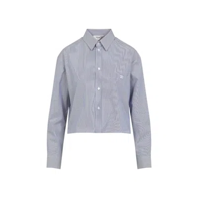 Shop Celine Triomphe Cropped Shirt Women In Blue
