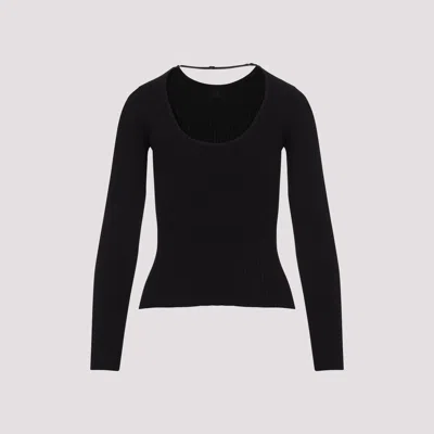 Courrèges Lingerie Strap Rib Knit Sweater In Black