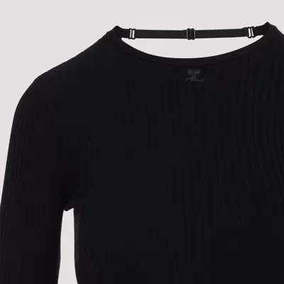 Courrèges Lingerie Strap Rib Knit Sweater In Black
