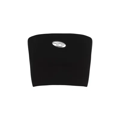 Diesel M-clarksvillex Logo Plaque Tube Top In Black