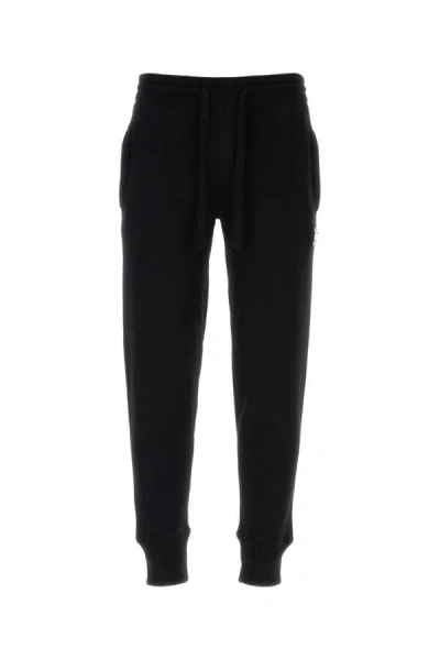 Dolce & Gabbana Elastic Waistband Wool Blend Joggers In Black