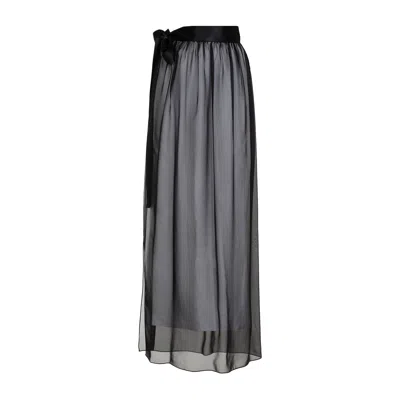 Dolce & Gabbana Belted Midi Chiffon Skirt In Black