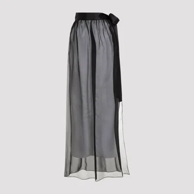 Dolce & Gabbana Belted Midi Chiffon Skirt In Black