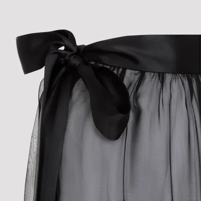 Dolce & Gabbana Belted Midi Chiffon Skirt In Black