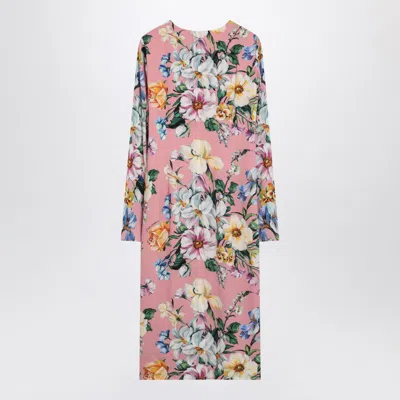Dolce & Gabbana Silk-blend Floral Print Midi Dress In Multicolor