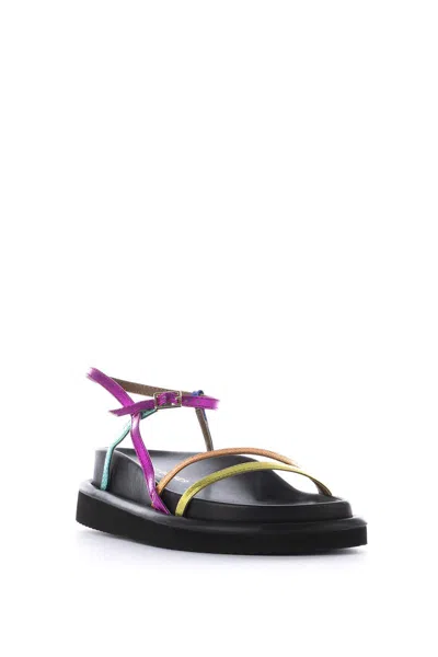 Kurt Geiger Woman Sandals Yellow Size 7.5 Soft Leather In Multicolor