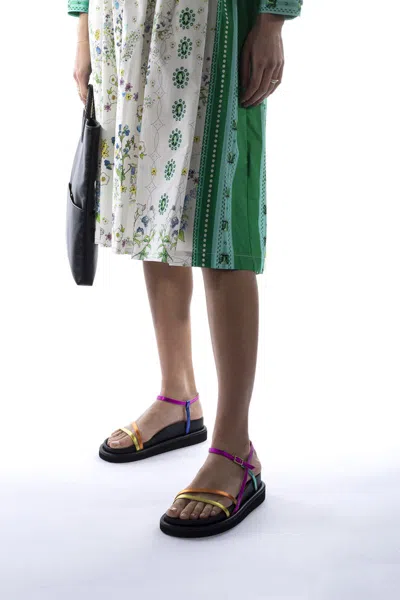 Kurt Geiger Woman Sandals Yellow Size 7.5 Soft Leather In Multicolor