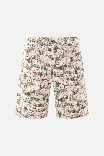 Bless Printed Shorts In White+pink