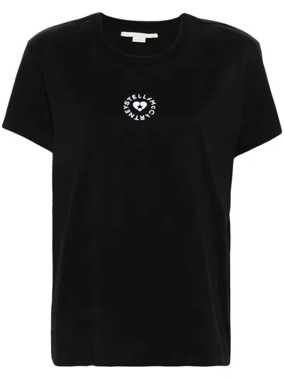 Stella Mccartney Heart Logo Print T-shirt In Black