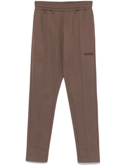 Attico Elastic Waistband Ribbed Cuffs Side Pockets In Brown