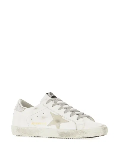 Golden Goose Stardan Sneakers With Silver Metallic Leather Star And Heel Tab In White