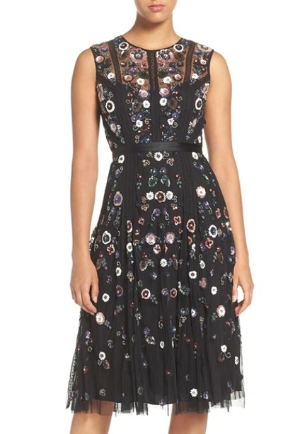 Needle & Thread Embellished Floral Tulle-skirt Dress, Black
